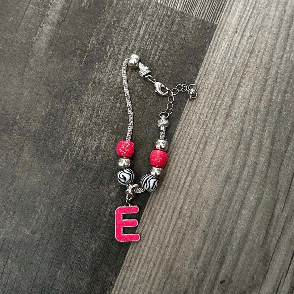 Justice E charmed metal beaded bracelet